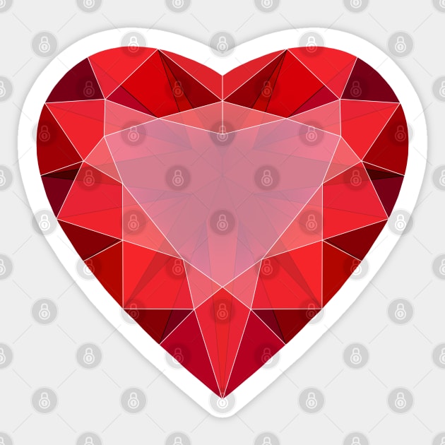 Red Faceted Heart Gemstone Sticker by Vivid Chaos